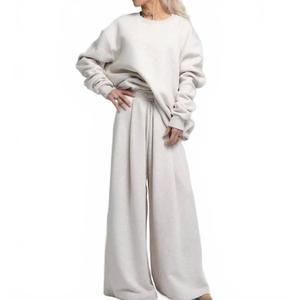 NEW LOCKER ROOM cotton-blend loungewear set in soft ecru